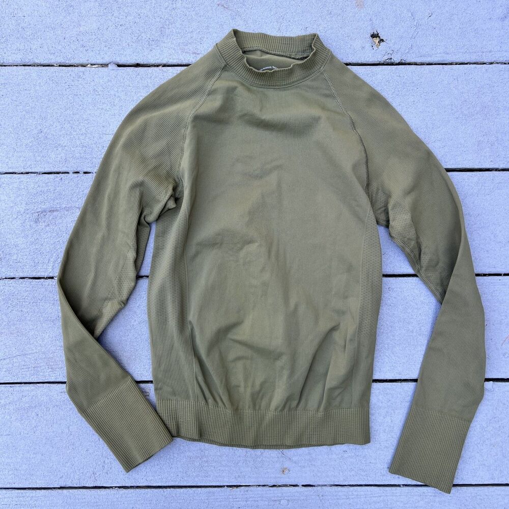 Halfdays Johnson Seamless Long Sleeve Green Athletic Top-Size M